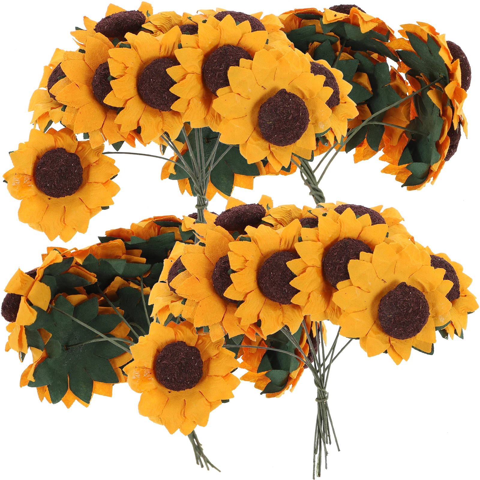 

100pcs Chic Mini Artificial Sunflower Wedding Decor Party Craft Diy Bouquet Orange Faux Miniature Sunflowers Home Decoration