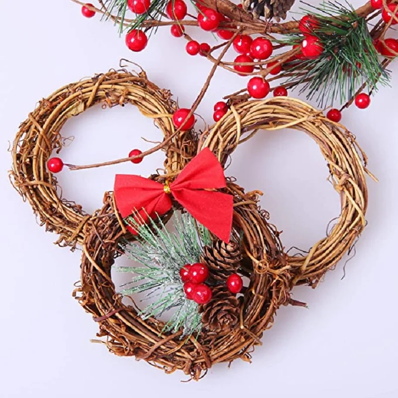 10/12/15/20/25/30cm Round Natural Rattan Ring Christmas Garland Hanging Ornament DIY Floral Wreath Wedding Decoration Home Decor