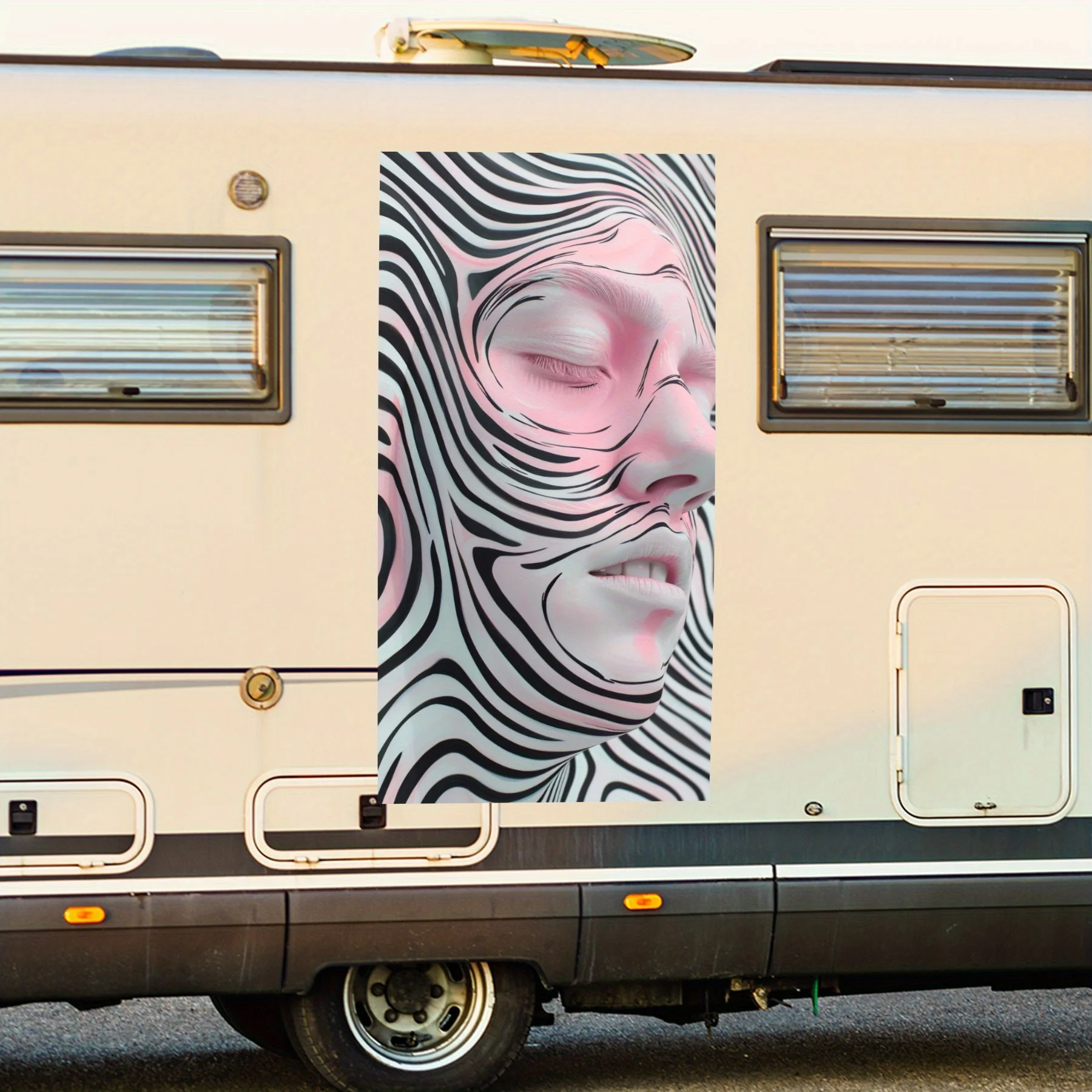 

Абстрактная автомобильная наклейка с волной лица, виниловые наклейки для дома с мотором для украшения и защиты - водонепроницаемая самоклеящаяся виниловая наклейка, изготовленная