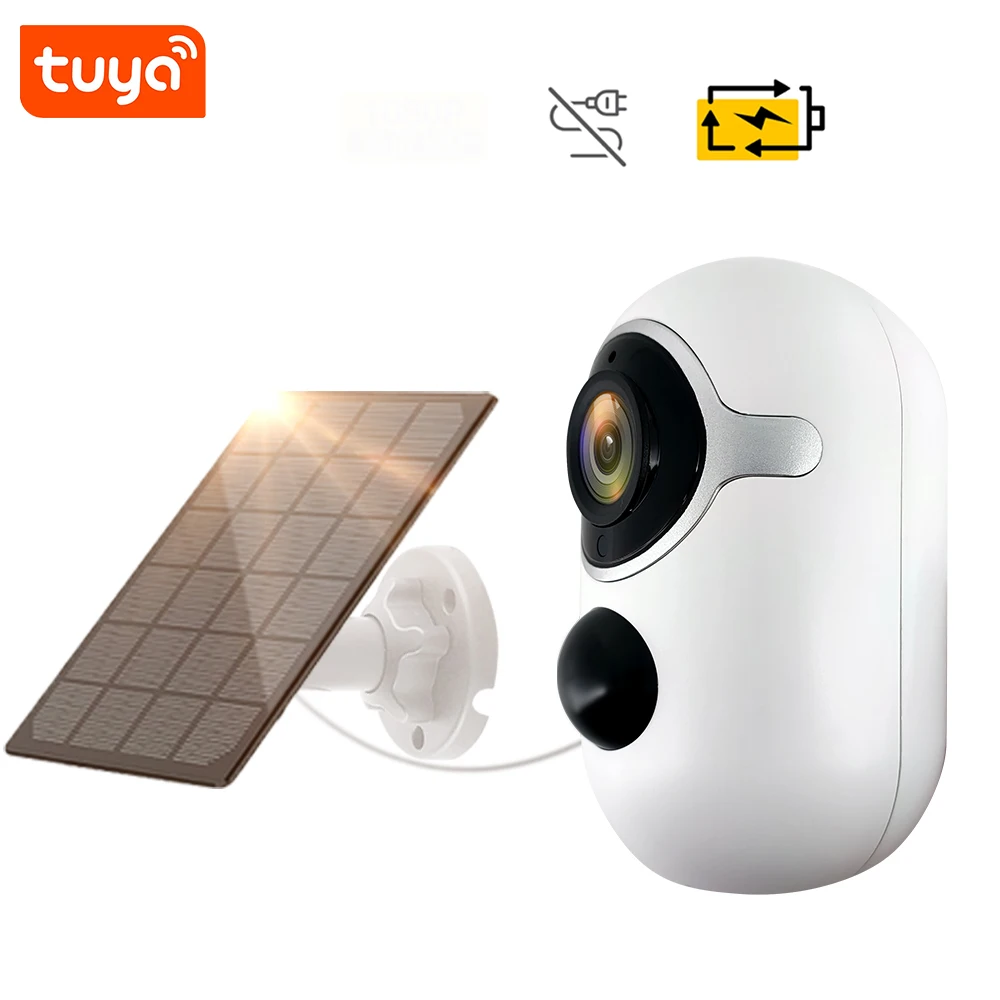 

2MP Camera PIR Motion Detection Alarm Push 2 Way Audio Cloud Recharge Battery Wireless Tuya WIFI Security Solar Cameras