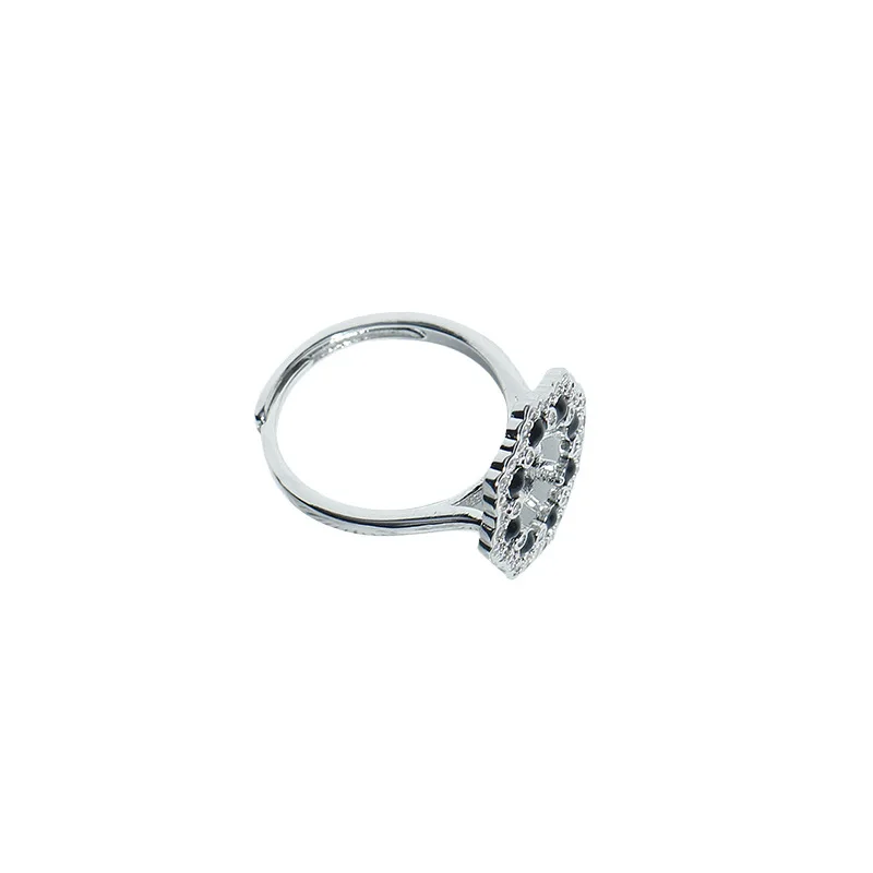 JZ026 Copper Gold Plated Zircon Adjustable Pearl Ring Blank Empty Setting DIY Jewelry Findings