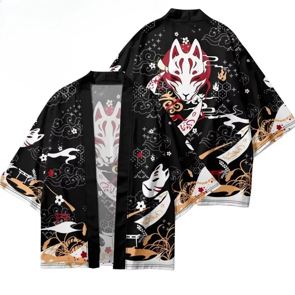 قميص كيمونو ياباني يوكاتا كات مطبوع عالي الجودة 100% ملابس قطنية سترة هاراجوكو كيمونو هاوري التقليدي #1