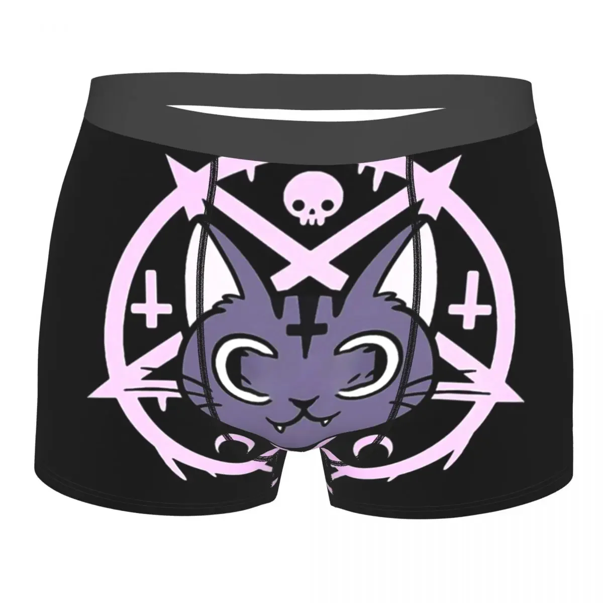 

Мужские трусы, черные мужские трусы-боксеры Meowgic, хлопковое нижнее белье для мужчин, гот, аниме, японская манга, большой размер, лот, мягкие