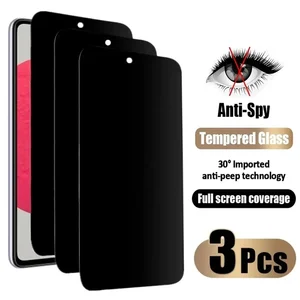Casing Ponsel Pelindung Layar Privasi 3 Buah untuk iPhone 15 14 13 11 16 Pro Max Plus 12 Mini X XR Kaca Anti-Mata-mata Penutup Depan IPones 12 penjualan terbaik iphone 11 pro 256gb asli - №