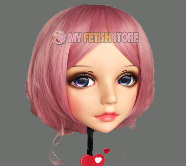 (Hua-02) femme douce fille résine demi-tête Kigurumi BJD yeux Crossdress Cosplay japonais Anime rôle Lolita masque avec yeux et perruque