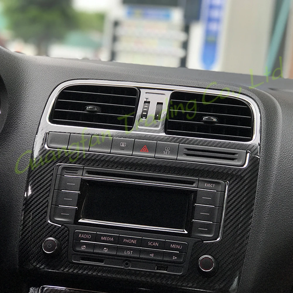 

3D/5D Carbon Fiber Car Interior Center Console Cover Color Change Molding Sticker Decals For Volkswagen VW POLO MK5 2011-2018