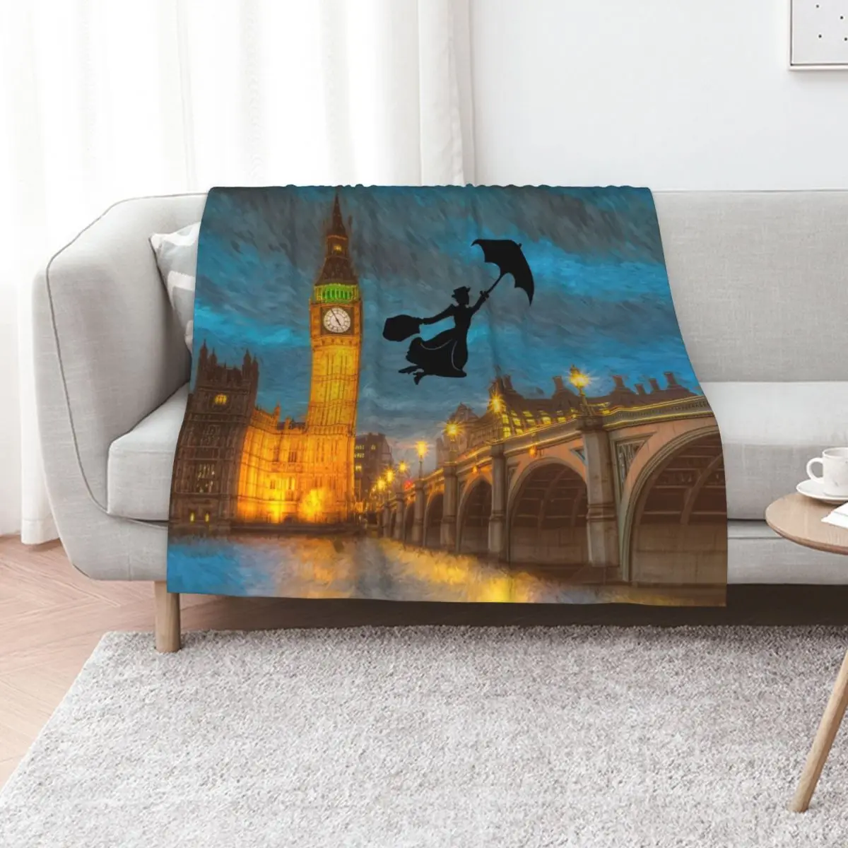 Magical Nanny Over London Throw Blanket Comforter Bed covers sofa bed Custom Bed Shaggy Blankets