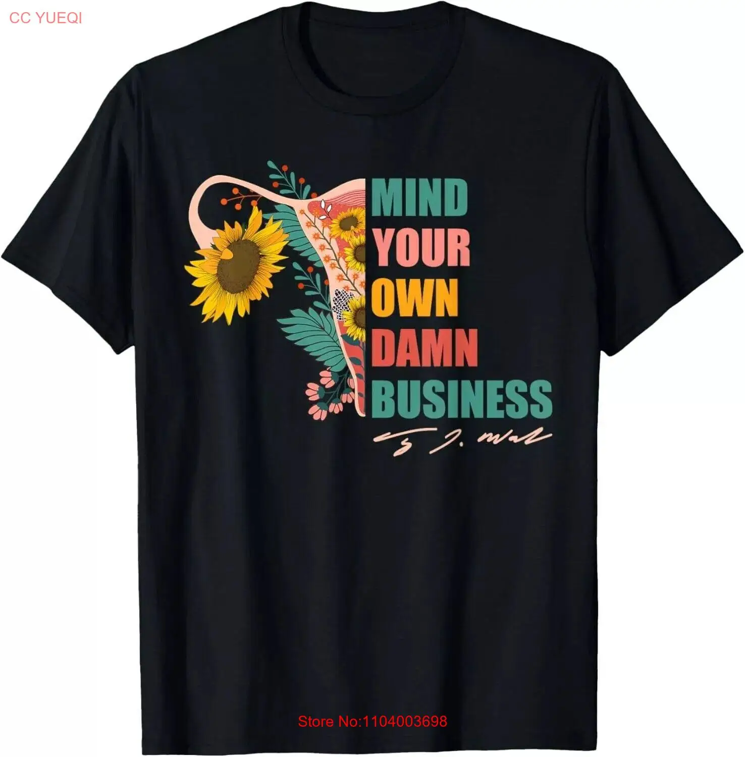 Harris Waltz 2024 Mind Your Own Damn Business Uterus Floral T-Shirt