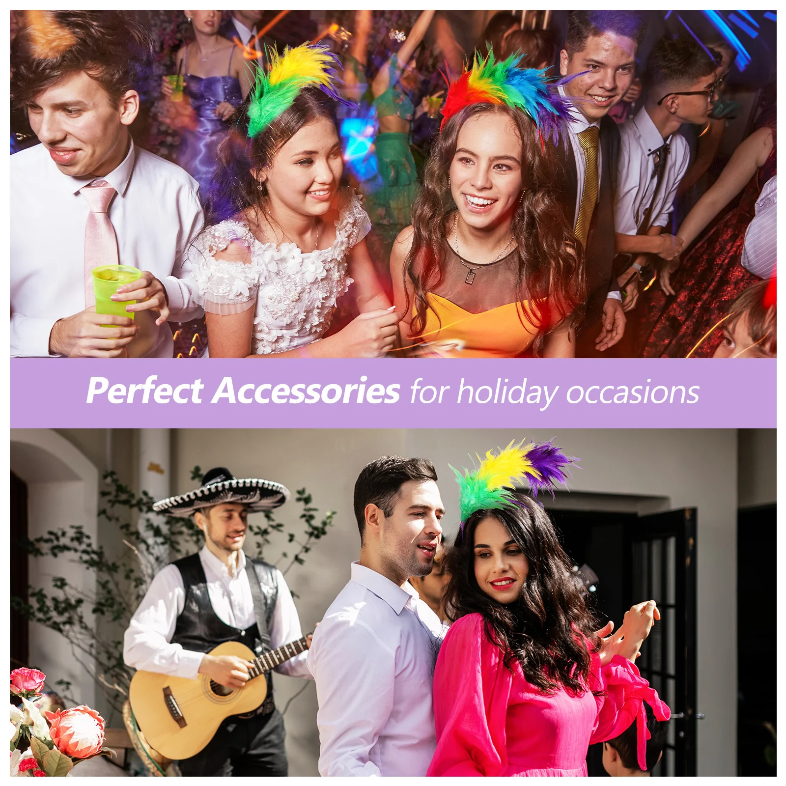 

2 шт., обручи для волос с шлейфом, яркие карнавальные повязки на голову для фестиваля и вечеринки, винтажные аксессуары для выступлений на сцене, женские чародеи