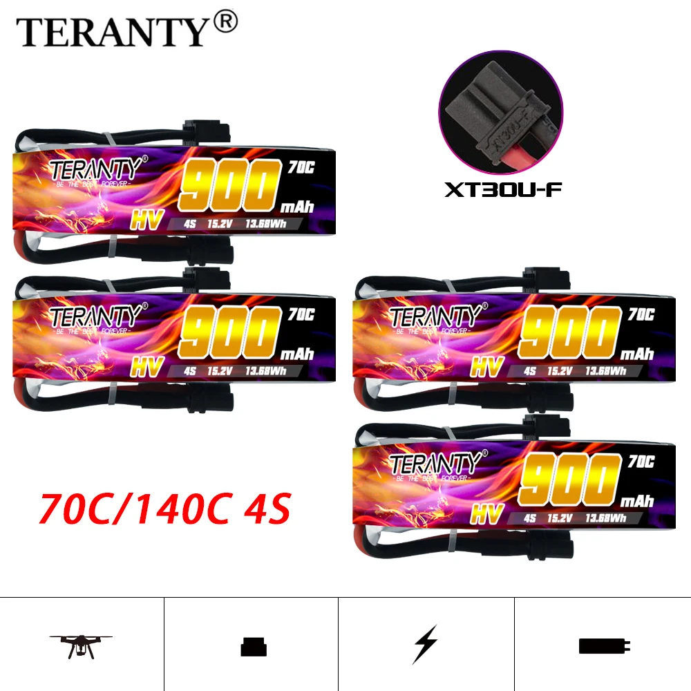 Lanka ANTY 4S 15.2V 900mAh 70C/agglomC veFuchsia Batterie Pour TINY8X Blade Inductrix FPV QX2 120S Beta75S Drone Avec Prise XT30U-F Batterie