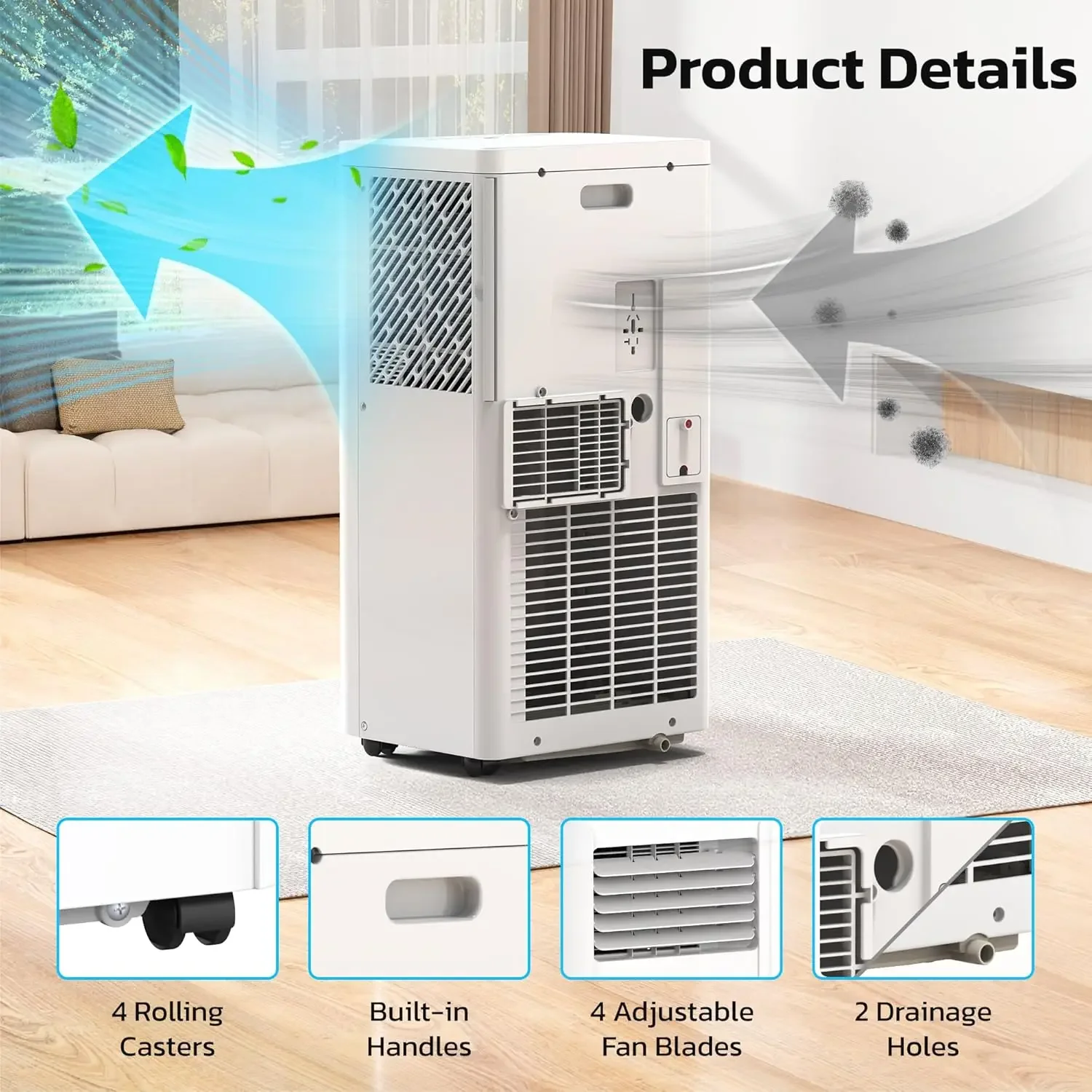 

[Discounted Price, Hot Sale!]8,000 BTU Portable Air Conditioners, 4 Modes Portable AC Unit with Fast Cooling/Energy Efficient/Re