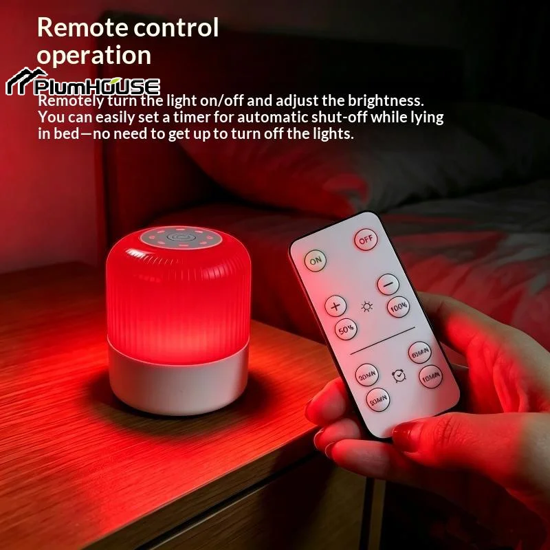 1Set 670nm Red Light Night Light Dual Modes Touch Remote Control USB Rechargeable Portable Sleep Aid Bedside Lamp - view 5