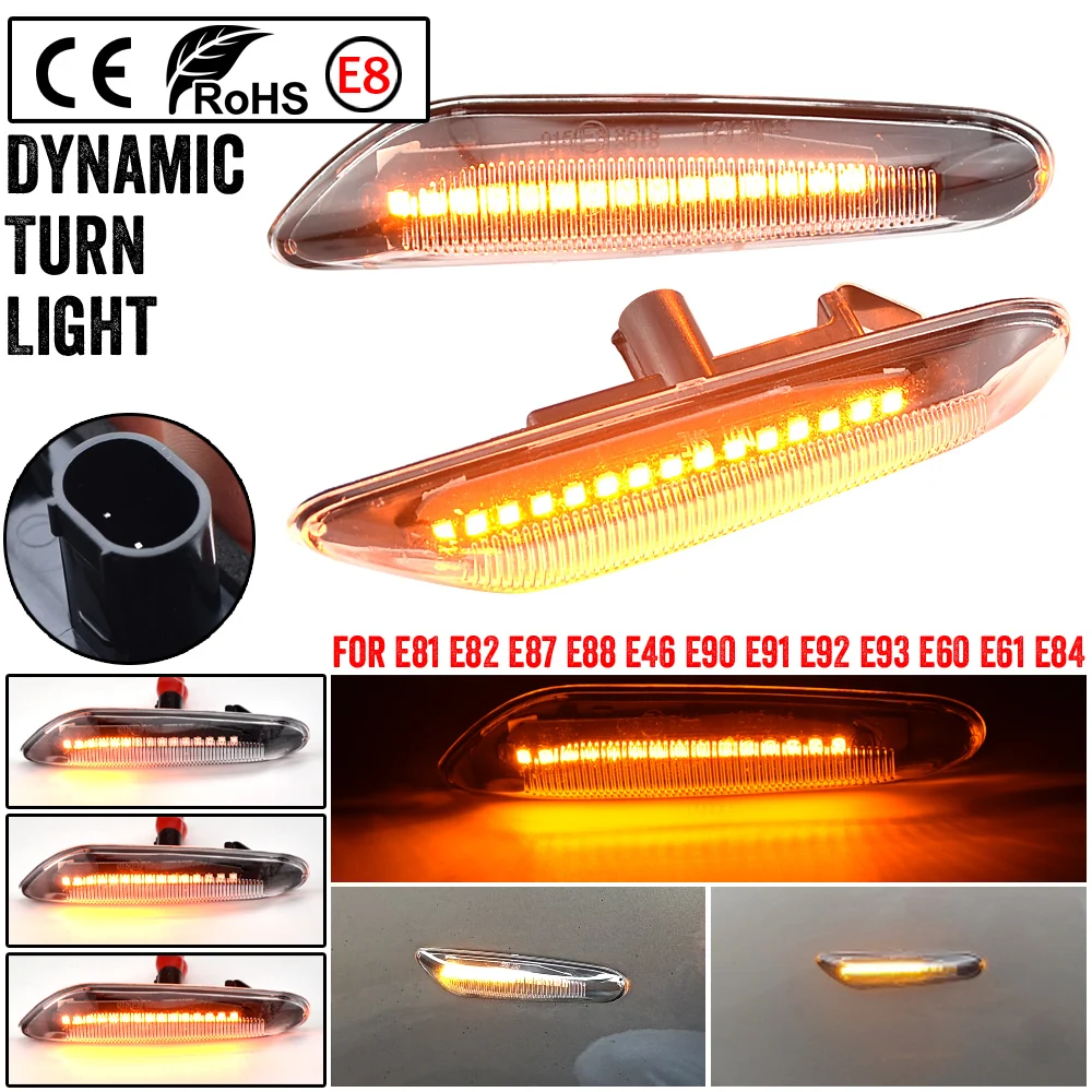 Sequential Flashing LED Turn Signal Side Marker Light For BMW E60 E61 E90 E91 E87 E81 E83 E84 E88 E92 E93 E82 E46 1 3 5 series