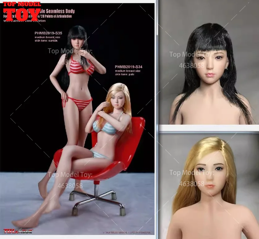 

TBLeague PHMB2019-S34 S35 1/6 Sutan Pale Skin Young Girl Medium Bust 12" Super Flexible Female Seamless Body Action Figure Dolls