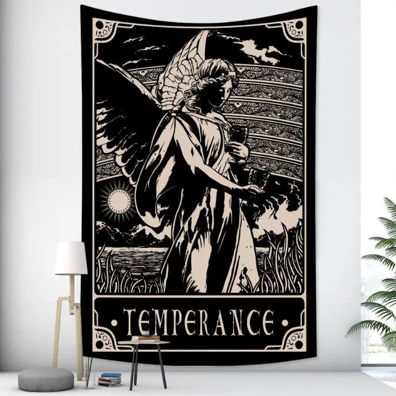 VIKAMA Tarot Cards Sun Moon Star Tapestry Retro Celestial Mysterious Astrology Wall Hanging Bedroom Dormitory Decoration
