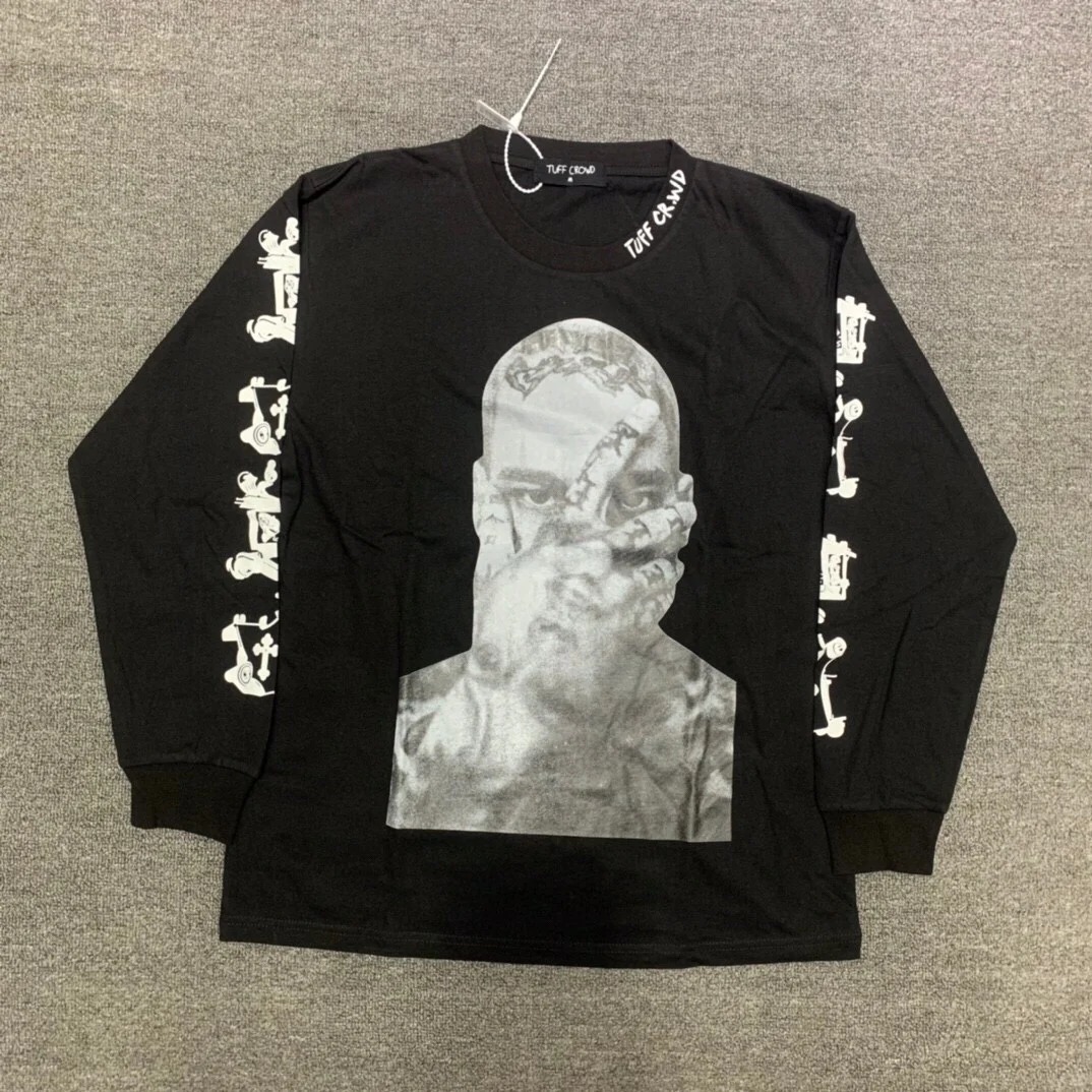 

Tuff Cro Steve Wiebe Long Sve T-irt Faionable Dog Head Portrait Lettering Urban Sle Youth Casual Cotton Tee