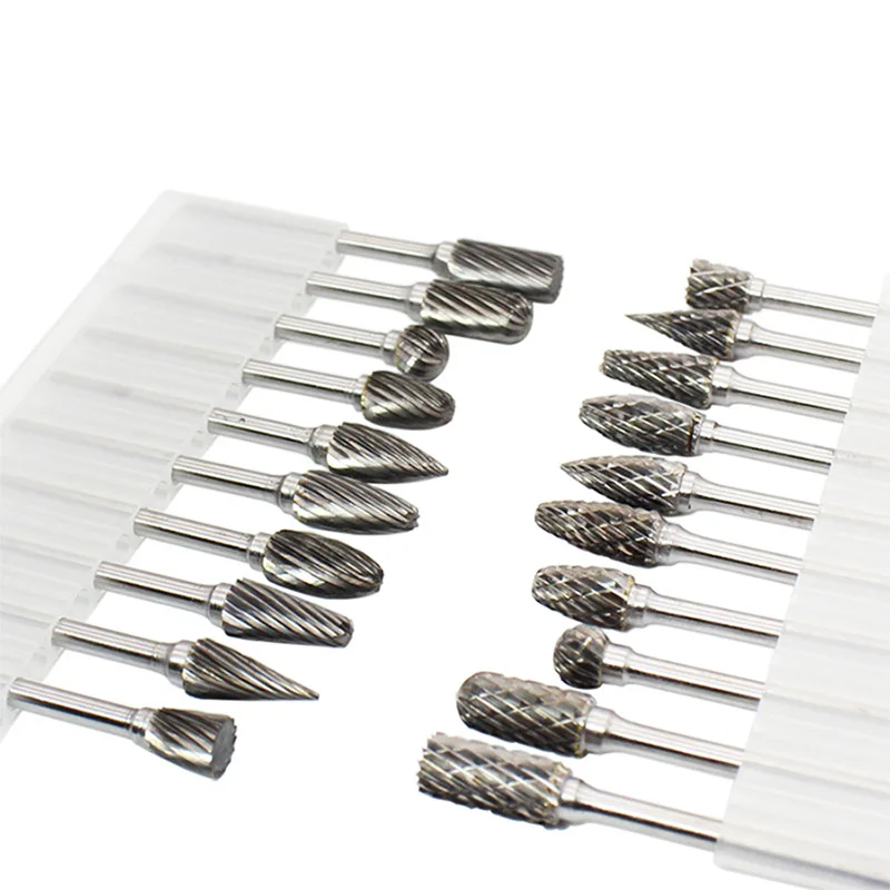 10pc Hard Alloy Rotary File 3*6 Double Grain Tungsten Steel Grind Head Electric Grind Mold Woodwork Grinding File Tool Set