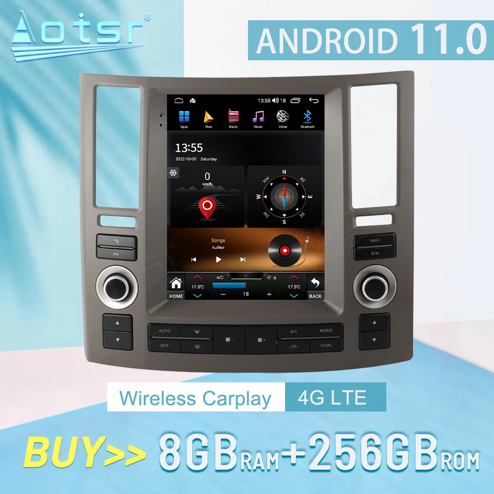 

Для Infiniti FX35 FX45 2003-2009 CARPLAY Android 12 Автомобильный радиоприемник Стереоприемник Авторадио Мультимедийный плеер GPS-навигация