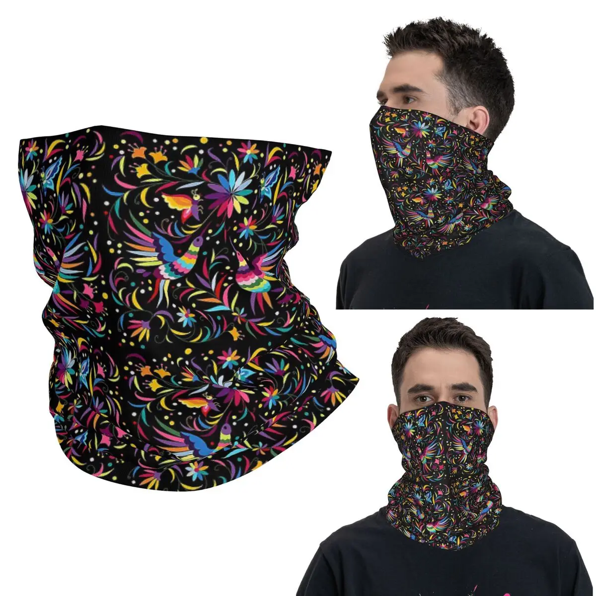 

Модная мексиканская текстура птиц Otomi, фольклорное цветочное искусство, бандана на шею, шарф для лица с принтом, многофункциональная маска для лица для мужчин и женщин