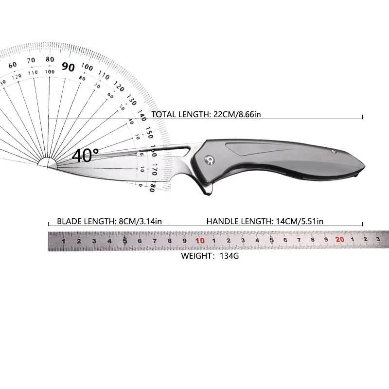 Titanium alloy folding knife EDC folding knife, multi-purpose travel knife, mostly used for self-defense cutting, gifts