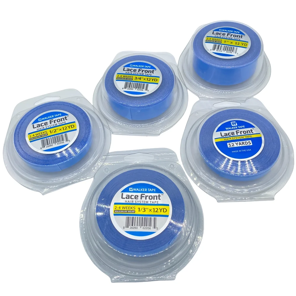 

Plastic case 0.8/1.0/1.27cm Width 12 yards Blue Lace front Tape Double side tape lace front tape hair extension tape
