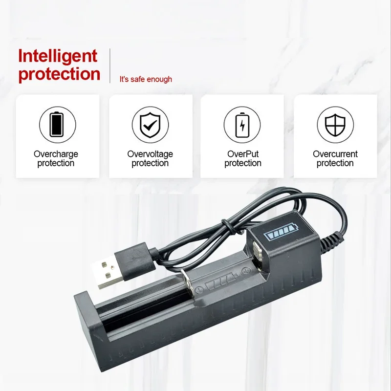 Chargeur universel de batterie au Lithium, 1 emplacement, adaptateur de Charge rapide pour Batteries rechargeables Li-ion 18650 26650 14500