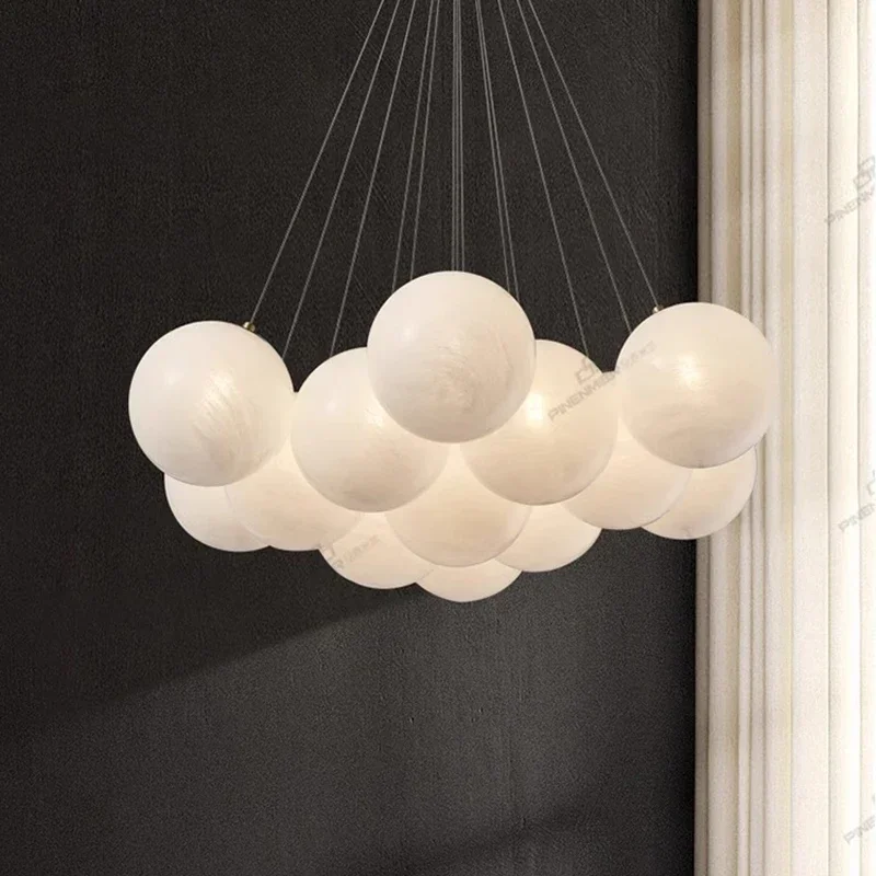 Modern Glass Ball LED Pendant Lights Dimmable for Living Dining Room Food Tables Bedroom Chandeliers Home Decor Light Fixture