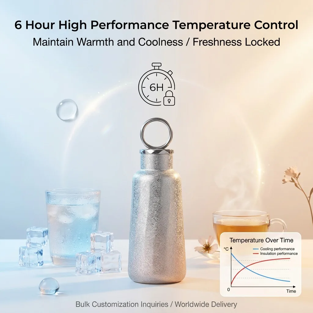 Taience Titanium Water Bottle 290ml Insulated Tumbler with Carry Strap Lightweight Leak Proof 6h Hot Cold for Travel Commute