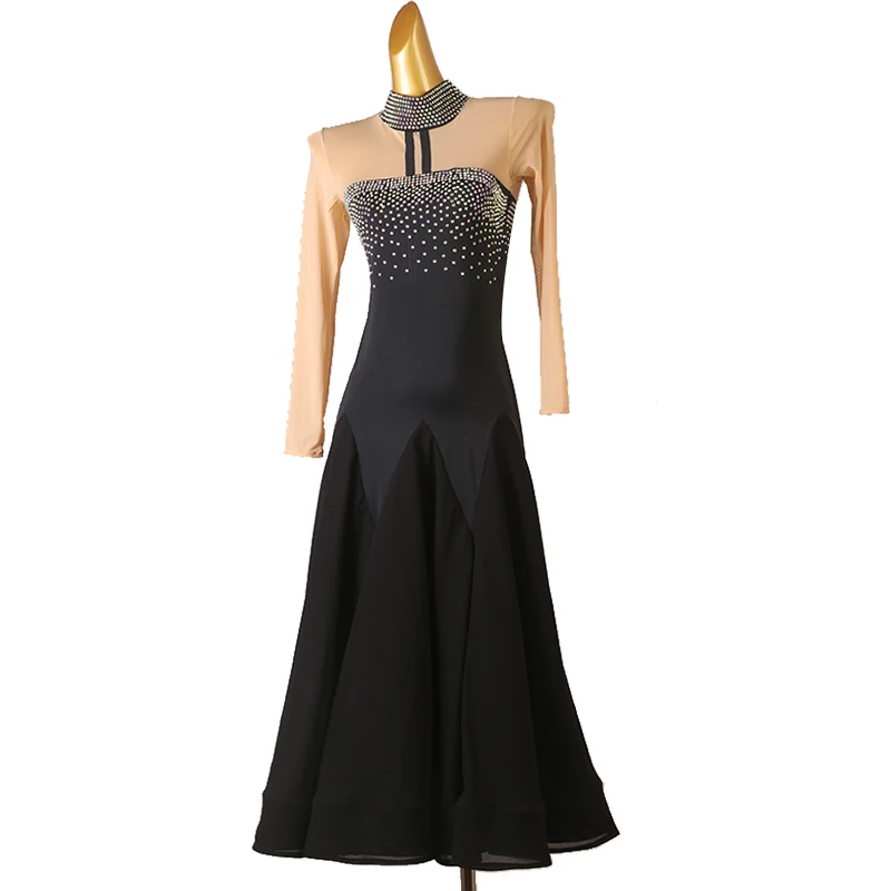 

Custom Size Color Costumes Ballroom Dance Dress For Women Competition Dresses Standard Dancing Clothes Long Sleeve 2 Colors