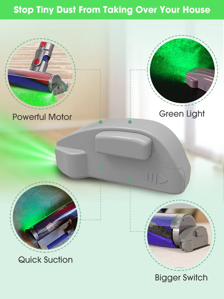 Aspiradora inalámbrica con pantalla, aspiradora adaptable con luz láser, Universal, eliminación de polvo, luz verde