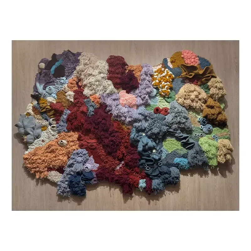Novel and creative mixed media wall hanging hand-woven fabric installation, suitable for living room home decoration