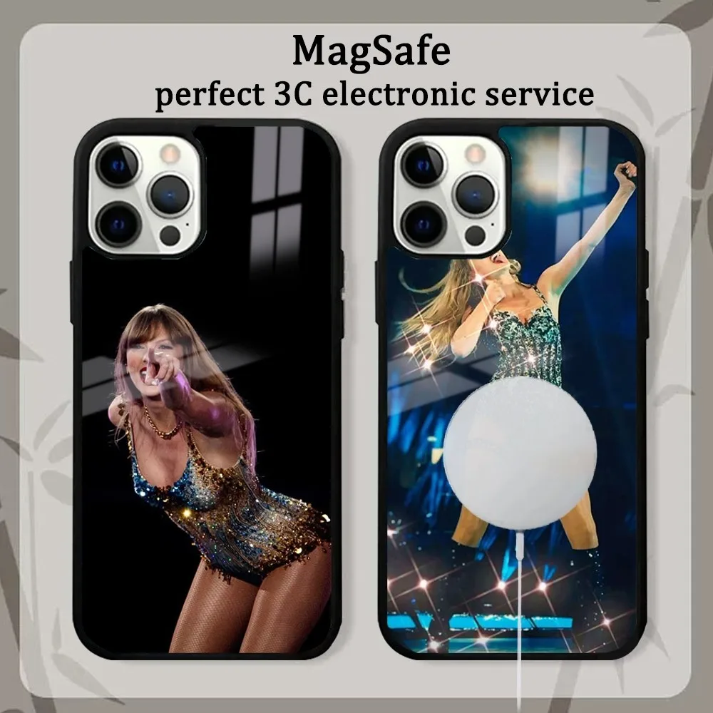 T-Taylors Singer S-Swift-T Phone Case For IPhone 16 15 14 13 12 11 Pro Max Plus Mini Magsafe Mirror Wireless Magnetic Cover