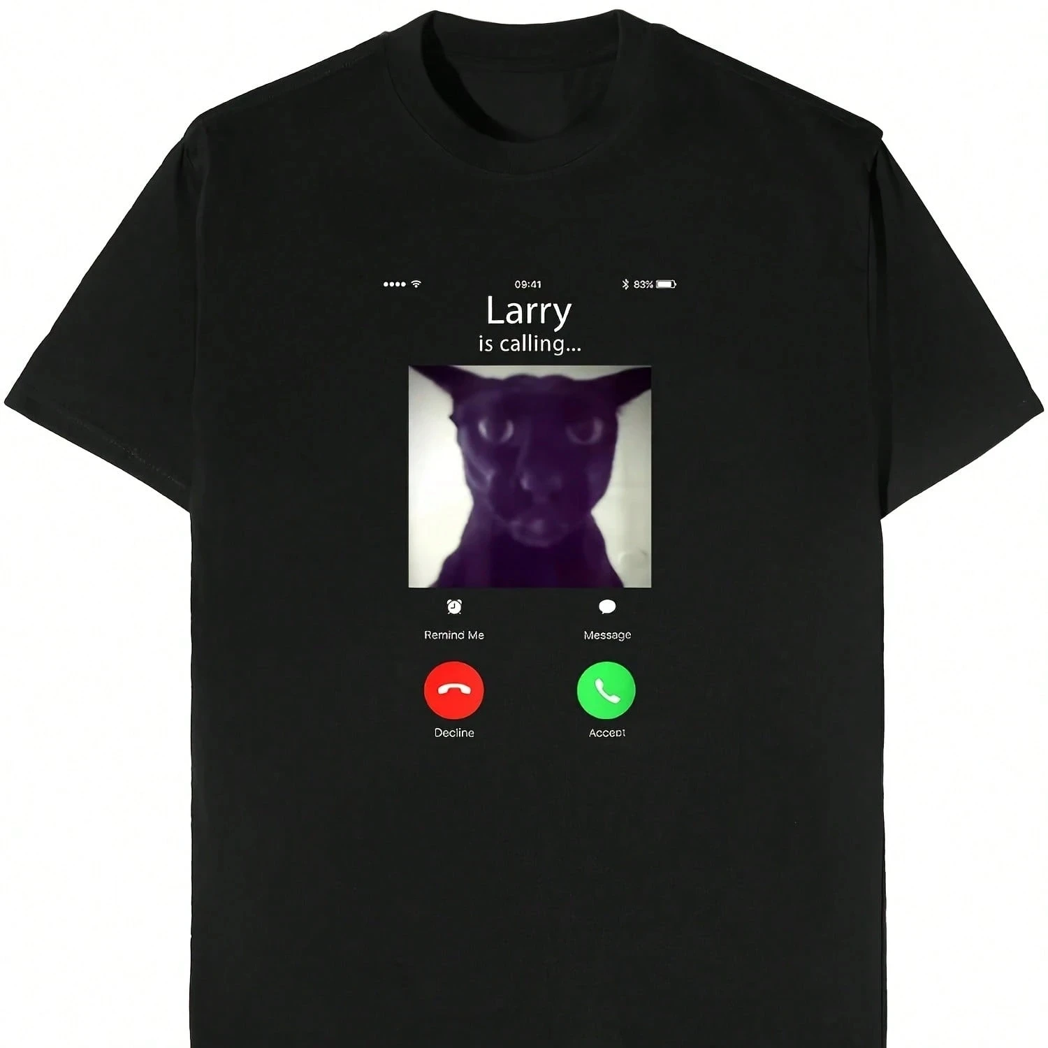 Evil Larry Cat Graphic T-Shirt Funny Casual Cotton T-Shirt with Larry Is Calling Print for Men and Women Regular Fit Round Neck