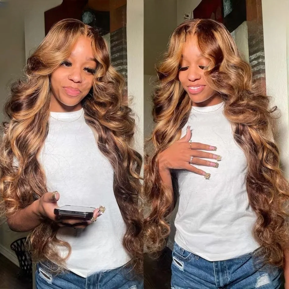 

Highlight Wig Human Hair Blonde Body Wave 13X6 Hd Lace Frontal Colored Wig 13X4 Transparent Lace Front Human Hair Wig 30 36 Inch