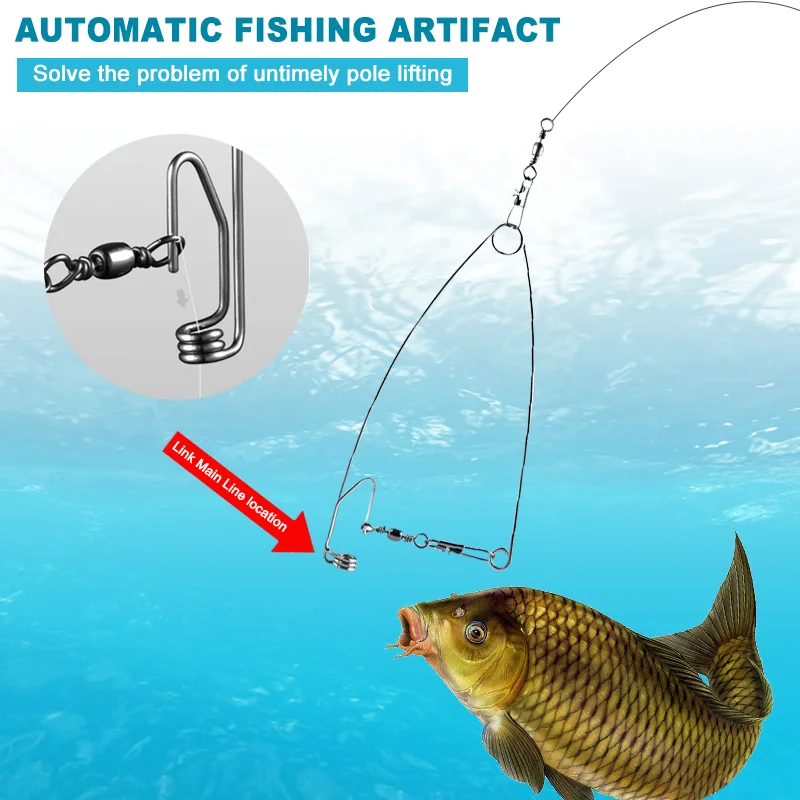 

Automatic Fishing Hook Stainless Steel Fishing Automatic Fishing Device Universal Fishing Supplies Fishing Hook Lazy Person