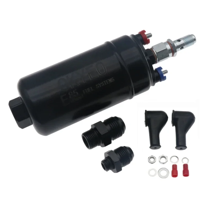 

OKYEM New EFI 380LPH 1000HP Inline External Fuel Pump 10AN Inlet + Check Vavle 6AN Outlet E85 Compatible Compatible 044 style