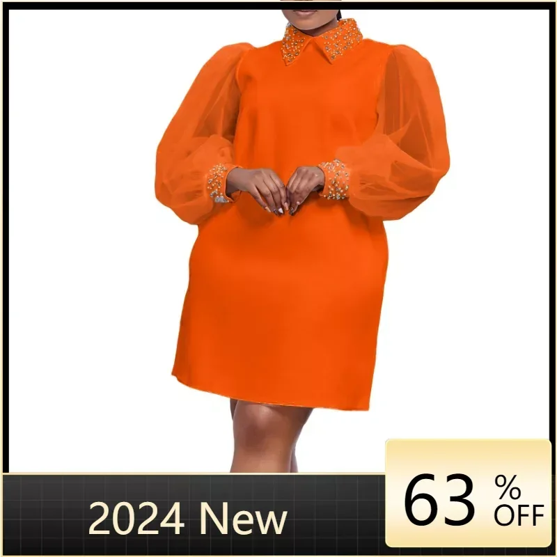 

Fashion Office Ladies Dresses for Women Turn Down Collar Full Sleeve Straight Knee Length Elegant Business Chic Work Dress New