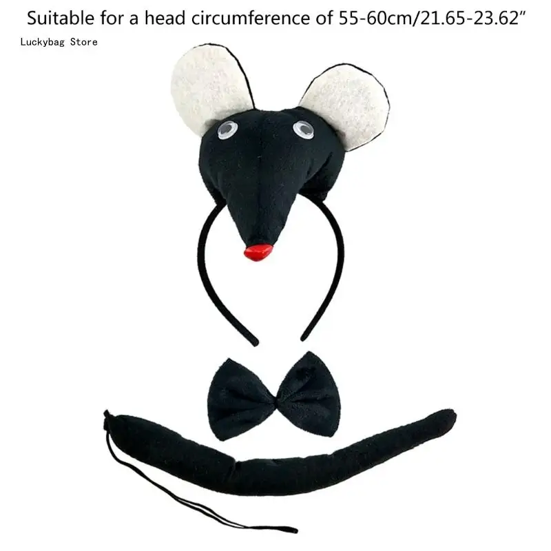 Adult Mouse Costume Headband & Tail Set School Play Costume Kids Party Clothes