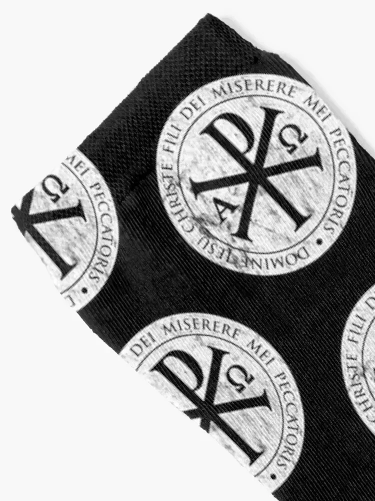 Copy of chirho, chi rho, christogram, jesus, IESU,CHRISTE white,gifts for catholics, Christian Gifts, cross, jesus Socks