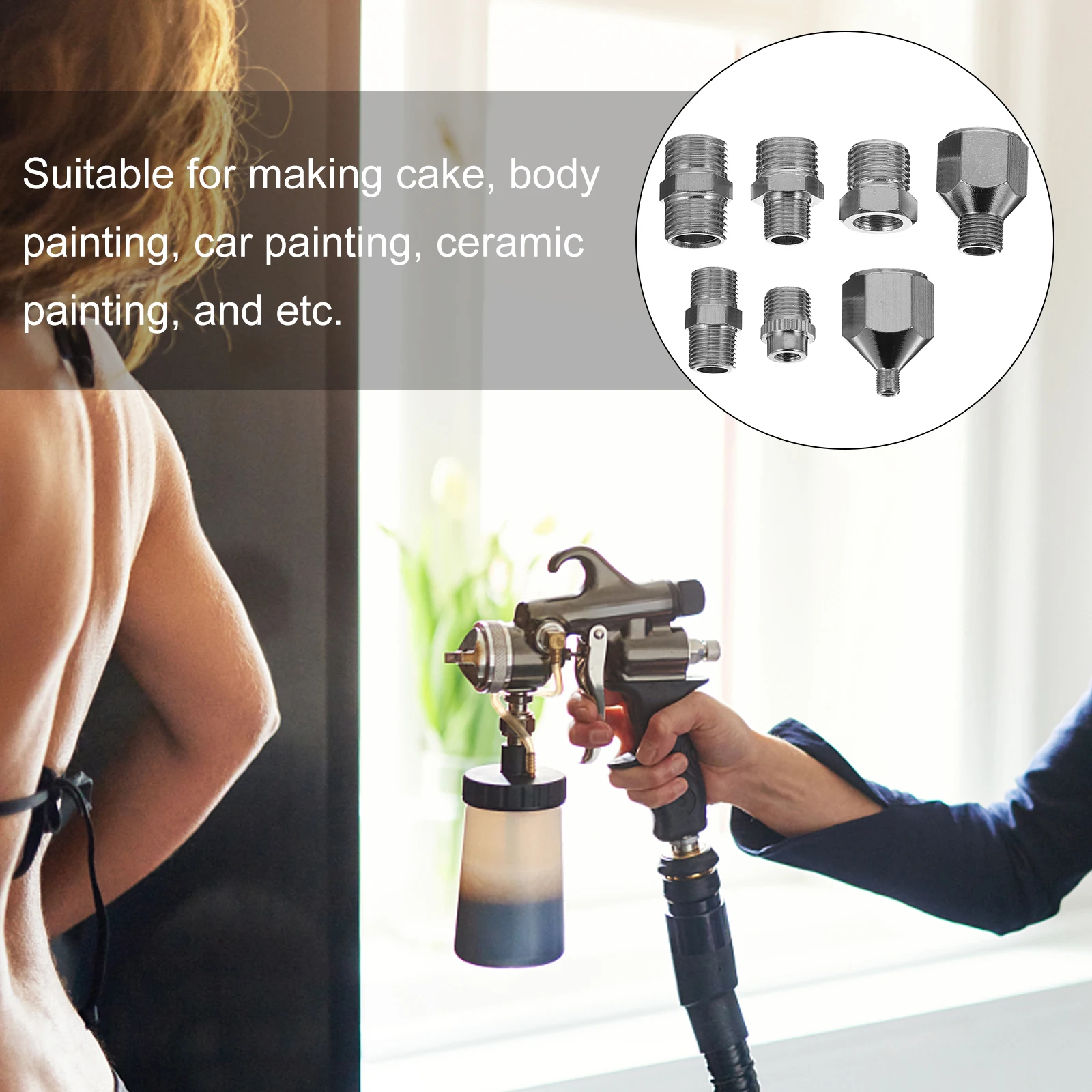 مجموعة واحدة من محول تركيب البخاخة سريع الإصدار مقاوم للصدأ 7 مواصفات لموصل خرطوم البخاخة وكعكة إصلاح اللوحة #6