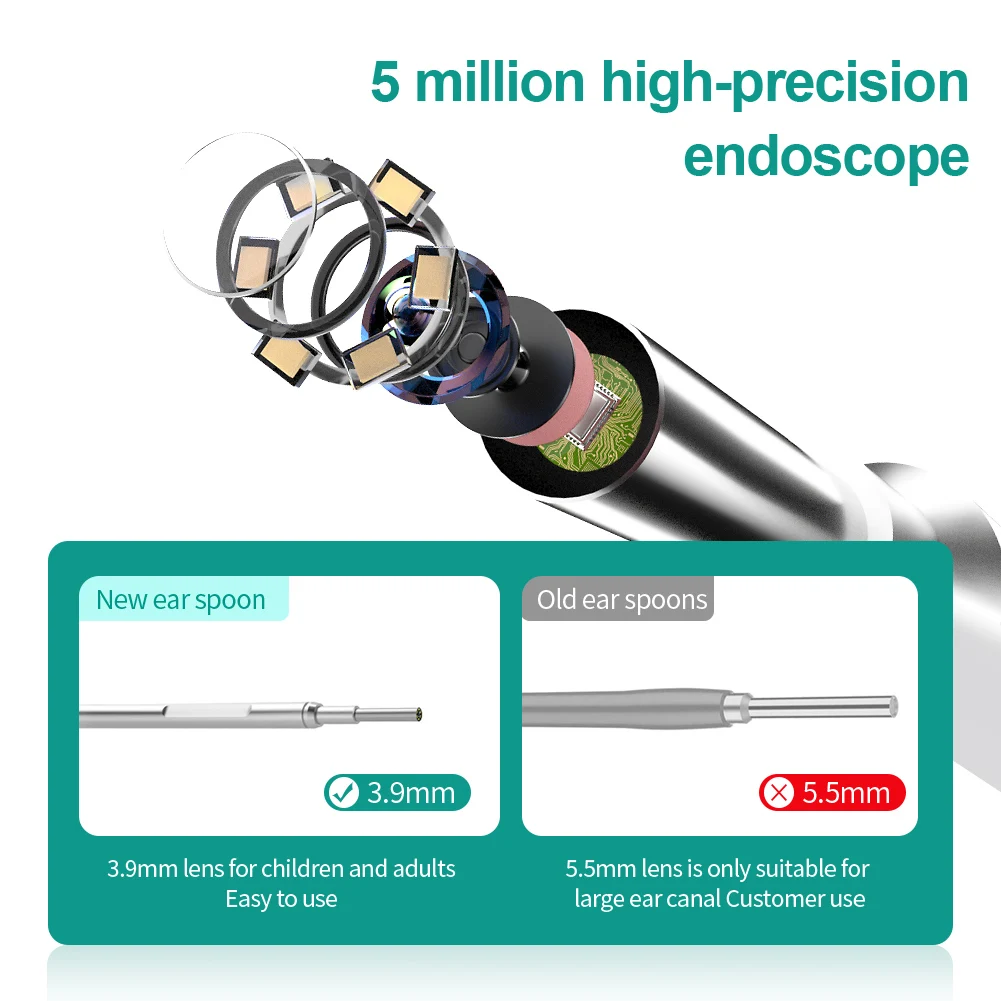 デジタルカメラ付きインテリジェント4k,wifi付き,2025mm,アワックスカメラ検出,子供と大人のための耳のクリーニングキット