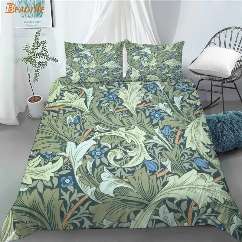 Custom William Morris Art Pattern 3 Pcs Duvet Cover Set Fashion Bedding Sets Comforter Duvet Cover Pillowcase Home Textiles