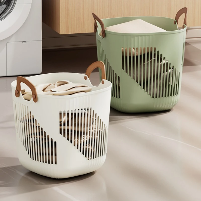 Household Laundry Hamper Dirty Clothes Storage Basket Bathroom Portable Washing Bin Clothes Organizer for Shower Restroom Use