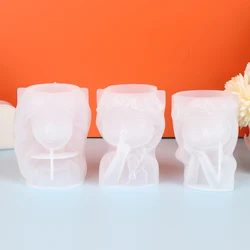 Concrete Vase Silicone Mold DIY Handmade Girl Head Shaped Flower Pot Plaster Epoxy Resin Pen Holder Molds Home Decor Supplies