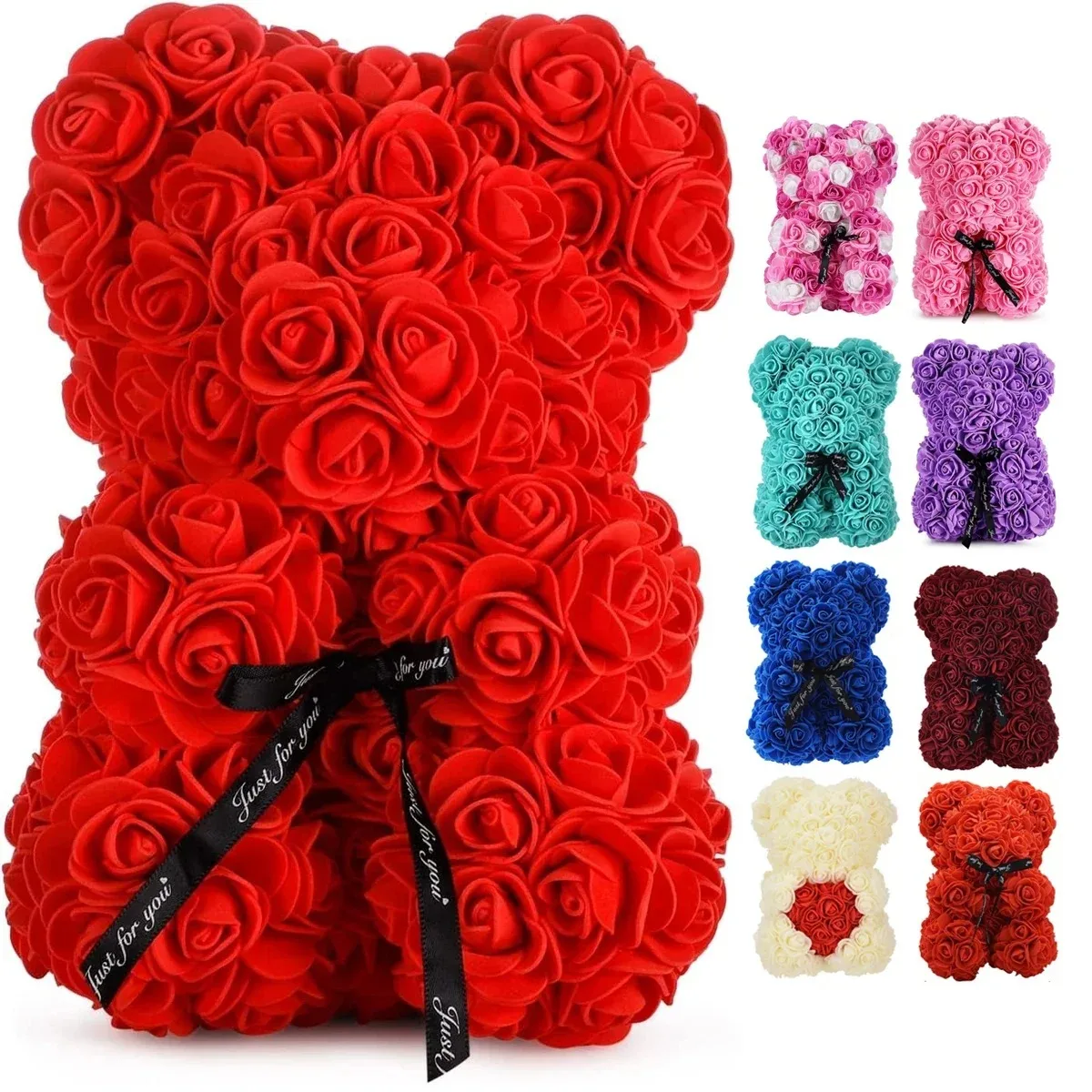 Artificial Rose Teddy Bear Rose Flowers Home Decor Valentine's Day Wedding Decora Anniversary 2024 Happy New Year(without box）