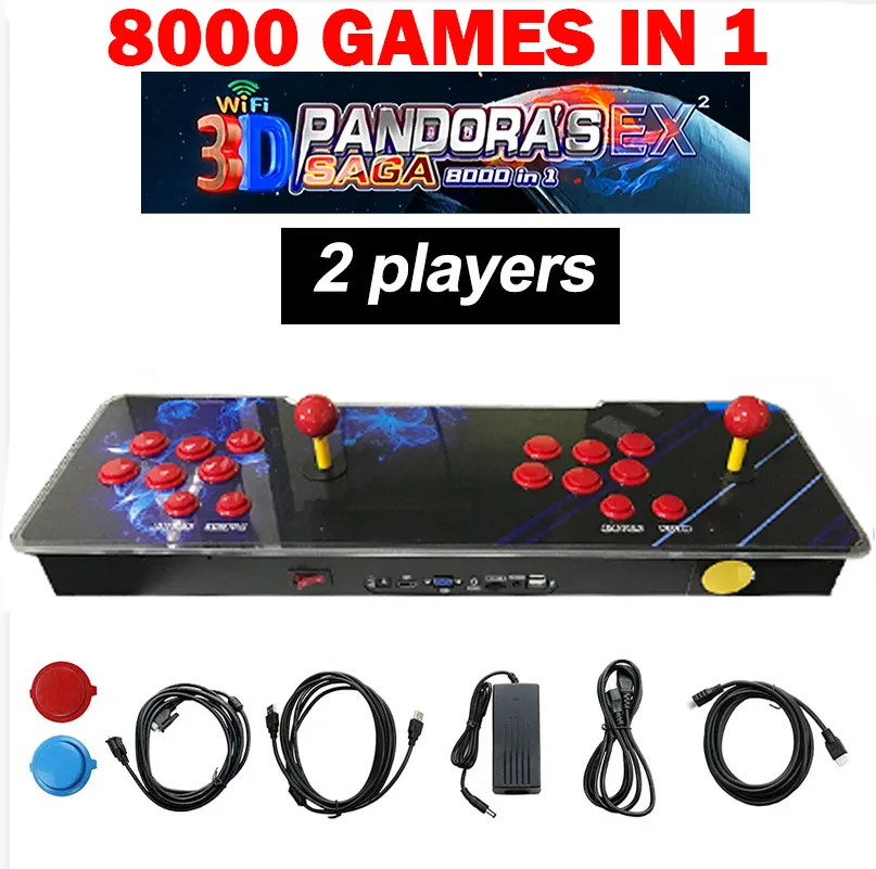 8000-in-1 WiFi Retro Arcade Console QQ Version 64GB Double Fist Design Control Deck 2P Joystick Buttons with Plug