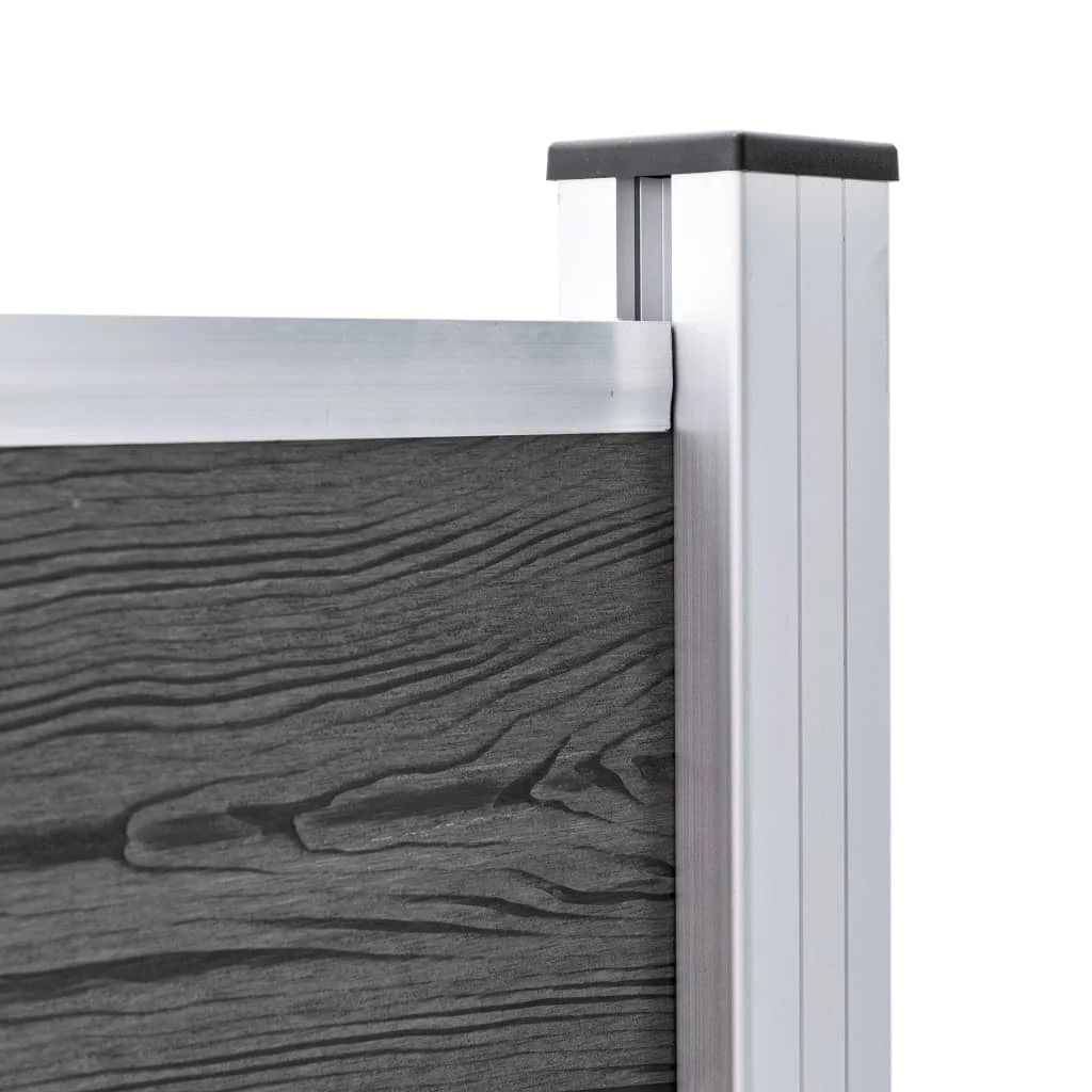 Panel de Cercado WPC de 175x105 cm, Negro, Resistente a la Intemperie, Tablero Decorativo para Patio Exterior
