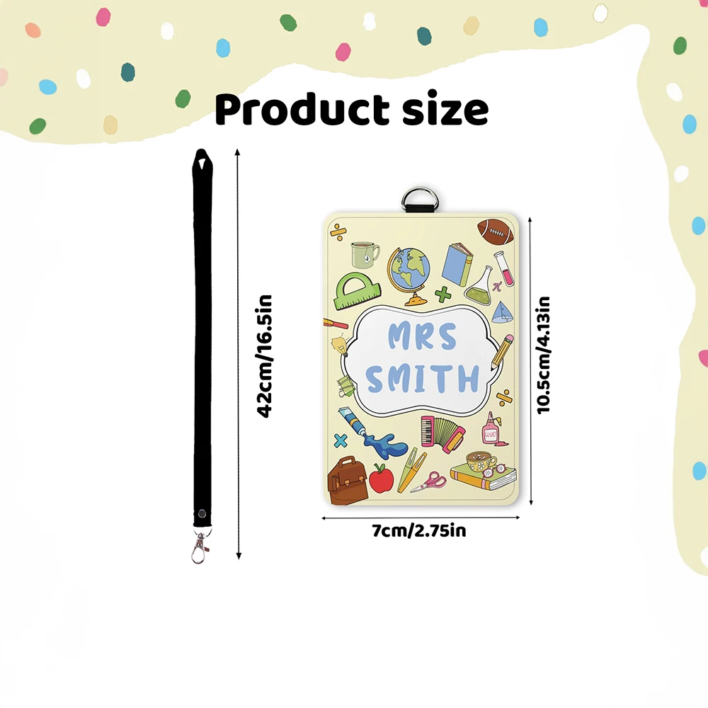 1pc Personalized Text Custom Teacher Card Sleeve,With Neck Strap,Compact Pocket Size,Practical Gift,Teacher Thank You Souvenir