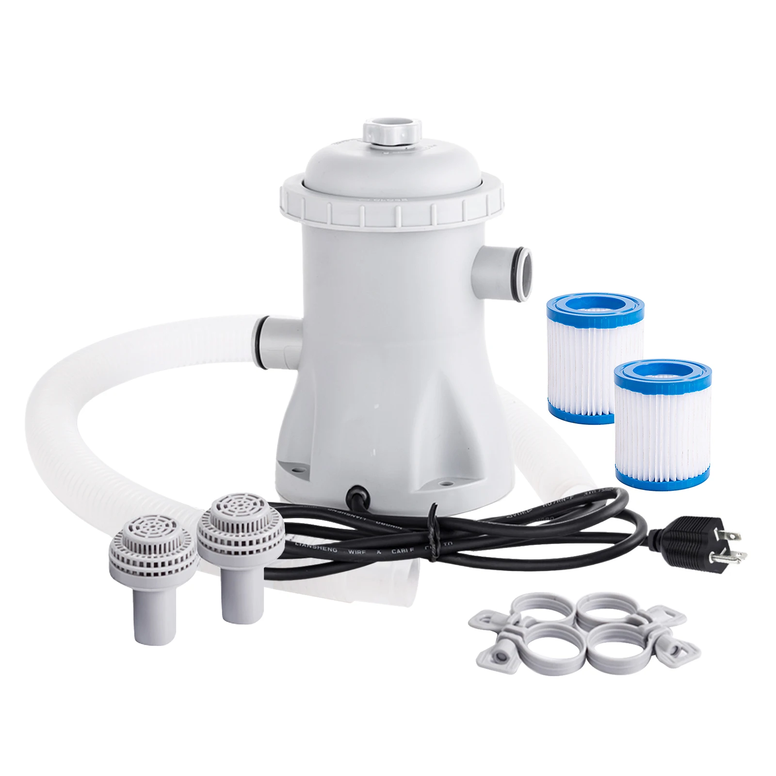 

Electric Pool Filter Pump, Paddling Pool, Water Pump with 2 Cartridge, Above Ground, Small Pool Filter