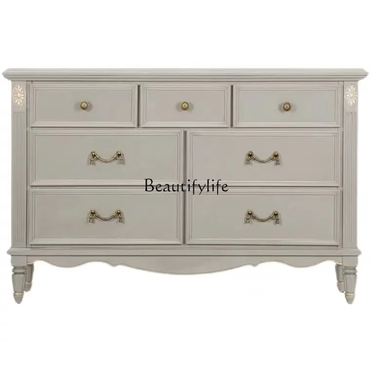 

American light luxury solid wood dresser modern simple living room bedroom complete storage